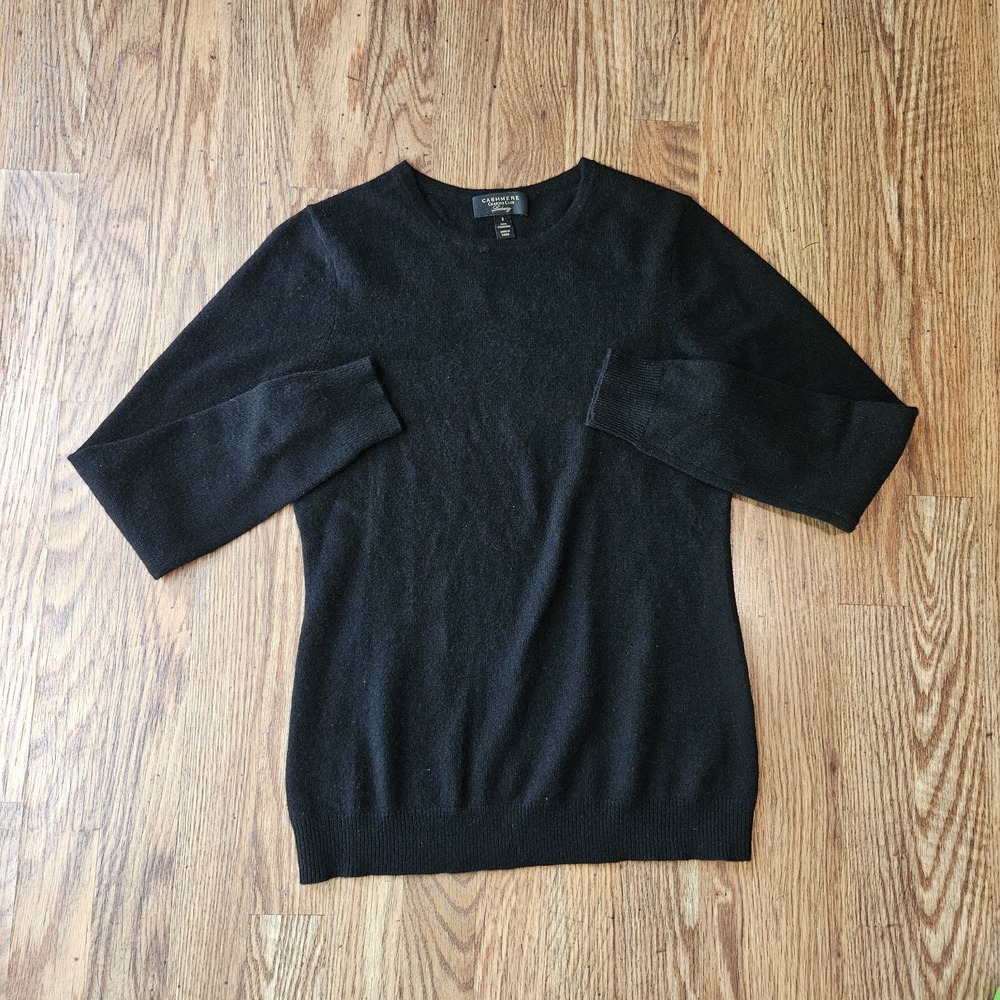 Charter Club Luxury Black 100% Cashmere Round Neck Sweater Women S Minimalist